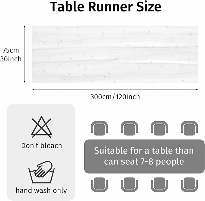 WELTRXE Pearl Table Runner 120 Inch 10FT, White Gauze Table Runners, Rustic Boho for Holiday Wedding Decor, Home Party ,Baby Shower, Birthday Party