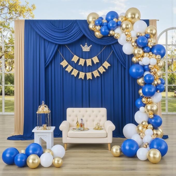 20ft×12ft Royal Blue Backdrop Curtain for Wedding Parties,4 Panels Wrinkle Free Polyester Photo Backdrop Drapes Back Drop Cloth for Birthday Photography Background