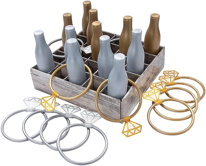 Fun Express Diamond Ring Toss Game - Bridal Shower Games for Guests & Bachelorette Party Games | Wedding Shower Activities & Carnival Games for Kids Adults | Engagement Party Favors 25 Piece Set
