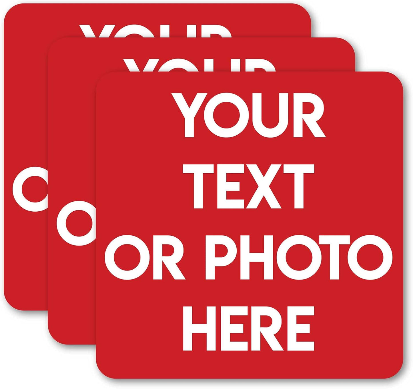 Design Your Own Custom Weatherproof Decal Text Sticker for Tumbler Cup, Laptop, RV, Cars, Trucks, Phones, Boats, Helmets, ATV, Bottles, and Vehicles (3 Pack) (4"x4" Square)