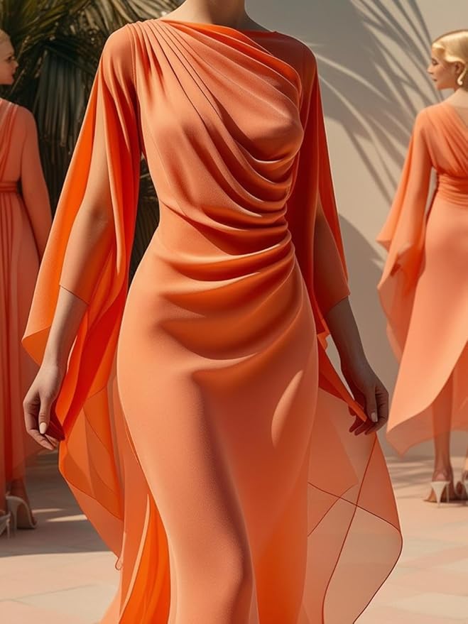 New Star Fabrics Chiffon Fabric, Continuous 60" Wide (30ft) Sheer Material, 100% Soft Polyester, Ideal for Wedding, Party, Event Decor, Draping, and Dresses (Orange, 10 Yards)
