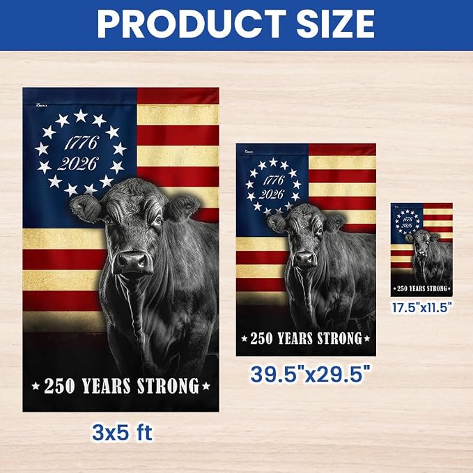 FLAGWIX 250 Years Anniversary Cattle Flag - Polyester Double-sided Yard Flags For Outside House Flag (29.5" x 39.5") - 4th of July Decorations for Home Yard Garden Decor Banner, Gifts For Men Women