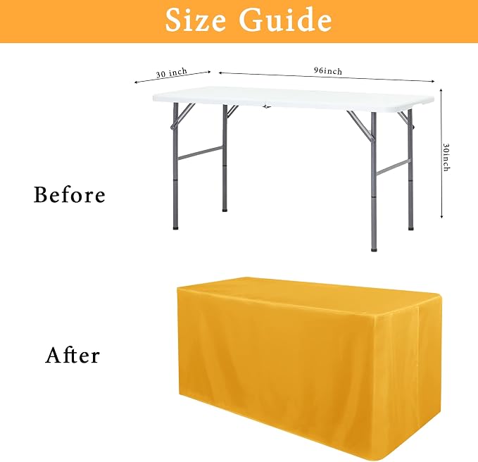 Obstal 2 Pack Table Clothes for 8 Foot Rectangle Tables - Water Resistant Washable Fabric Polyester Rectangle Table Cover Protector for Wedding, Banquet and Trade Shows, 96L x 30W Inches, Yellow