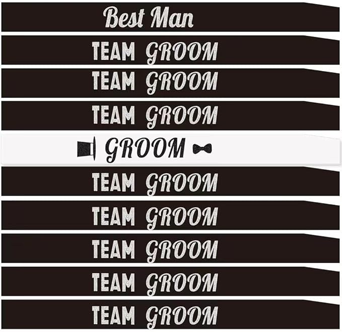 10 Pcs Groom Sash Bachelor party Team Groom Sashes Set Groomsmen Groom to Be Sash for Men Party Favors Accessories Supplies Decorations Gifts Black