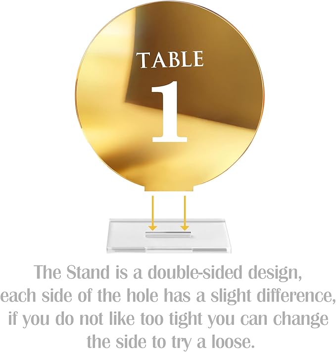 Acrylic Wedding Table Numbers 1-10 with Stands,4.8"Round Mirror Gold Table Number Signs and Holders for Wedding Reception, Party, Event, Centerpiece Decoration