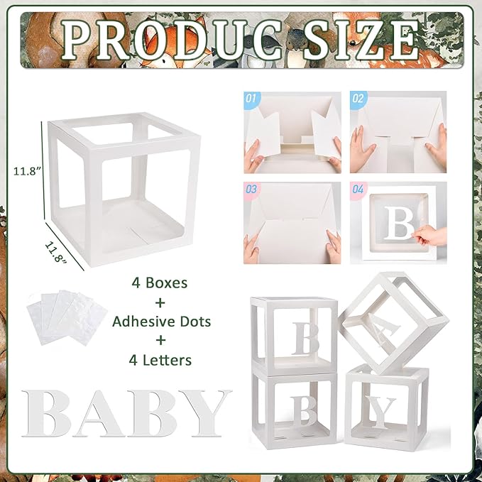 140PCS Woodland Adventure Baby Shower Decorations, Let The Adventure Begin Mountain Baby Shower Supplies, Sage Green Balloon Garland Kit, BABY Boxes, Backdrop Banner