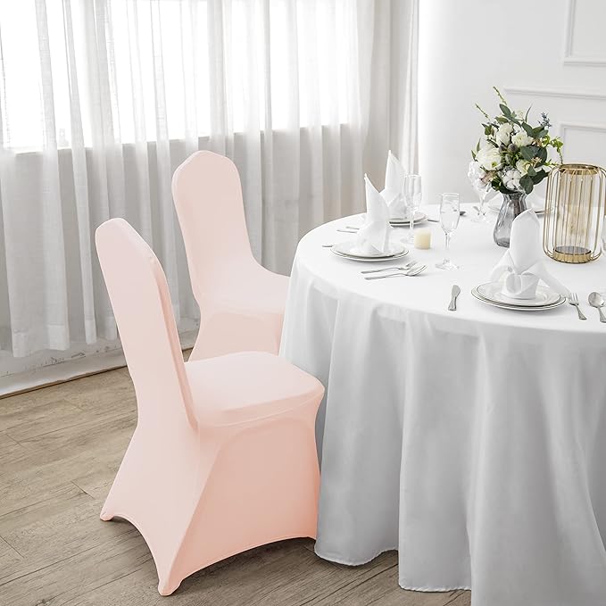 Waterproof Spandex Chair Cover 12PCS, Stretch Dining Chair Covers, Polyester Outdoor Chair Covers, Protector Stretch Chair Cover for Party Universal, Banquet, Wedding Event, Hotel(Blush Pink)