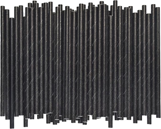 Black Paper Straws 5.75 inch - 500 Bulk Biodegradable Paper Drinking Straws and Stir Sticks for Coffee and Cocktails