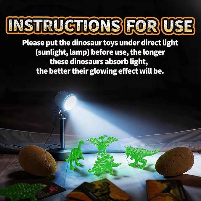 24 Glow in The Dark Dinosaur Eggs, Dig Kit Toys for Kids, Dinosaur Eggs Excavation Kit with Magnifier, Easter Basket Stuffers, STEM Party Favor Gifts for Boys Girls Age 3 4 5 6 7 8 9 10 + Years Old