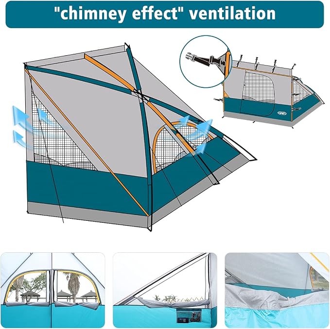 UNP Canopy Side Tent, Camping Cube Tents for Pop Up Canopies,Easy Up Side Tents for 4-Person, Fit for 10'x10' Outdoor Canopy Tent (Ocean Blue)