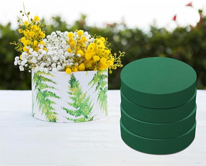 4 Pcs 10 Inch Floral Foam Blocks Large Dry and Wet Floral Foam for Diy Fresh Flowers, Artificial Flowers, Wedding Aisle Flowers Party Home Office Garden Decoration (Round)