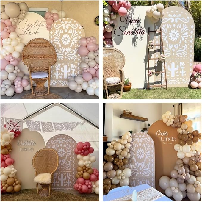 Set of 3 Arch Backdrop Cover Cielito Lindo Baby Shower Spandex Arch Fabric Cover for Mexican Bridal Wedding Birthday Party Decoration (6FT 6.6FT 7.2FT,Beige)