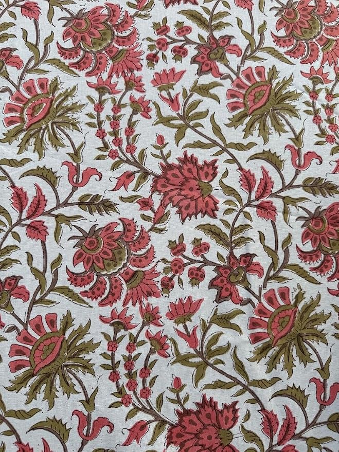 Ridhi Round Tablecloth Hand Block Print 100% Cotton Reusable New York Pink 110 Inch Table Cover Decorative Everyday Use for Dining, Home, Party, Wedding, Farmhouse, Party Gift for Spring, Mother's Day