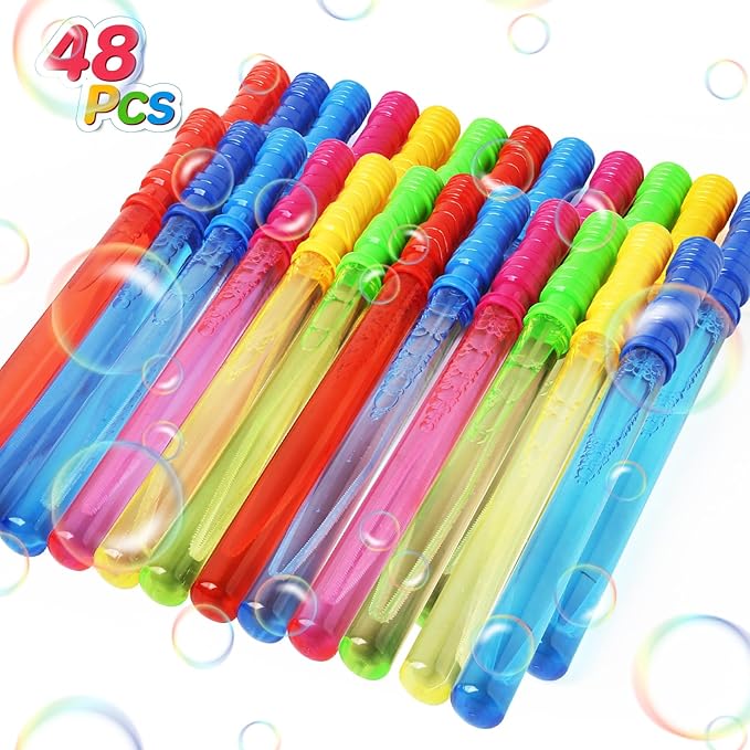 AuroTops 48PCS 15'' Big Bubble Wands Bulk, Assorted Colors Bubble kit, Bubble Party Favor for Kids, Summer Indoor/Outdoor Activities, Easter, Goodie Bags, Birthday, Carnival Prizes, Wedding