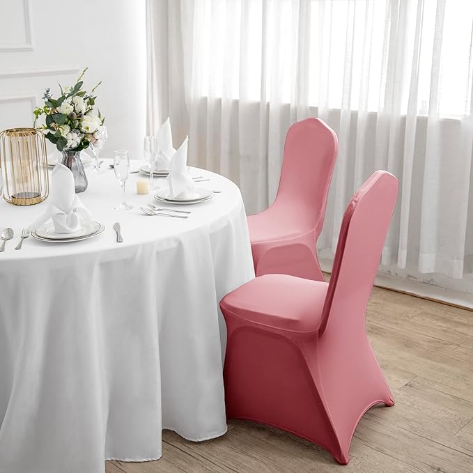 Spandex Chair Covers, 25PCS, Washable Protector for Living Room, Party, Banquet, Wedding, Hotel (Dusty Pink)
