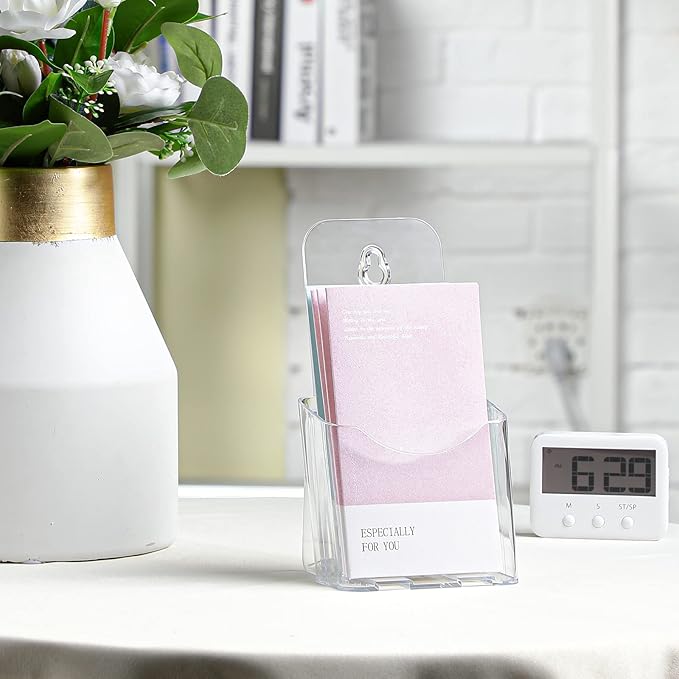 Yookeer 20 Pieces Acrylic Brochure Holder 4 x 8 Inches Rack Card Holder Clear Pamphlet Holders Display Stand for Vendors, Brochure, Trifold, Magazine, Pamphlet, Booklets