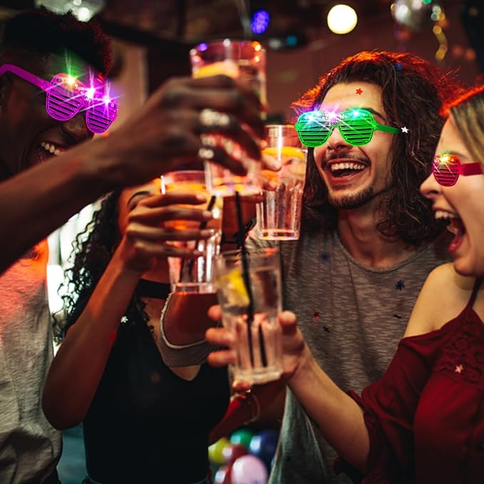 SHQDD 150PCS LED Glasses, Light Up Glasses, 5 Colors, 3 Light Modes, Glow in The Dark Party Supplies, Neon Party Favors for Birthday Gifts, Party Decorations, New Year, Carnival