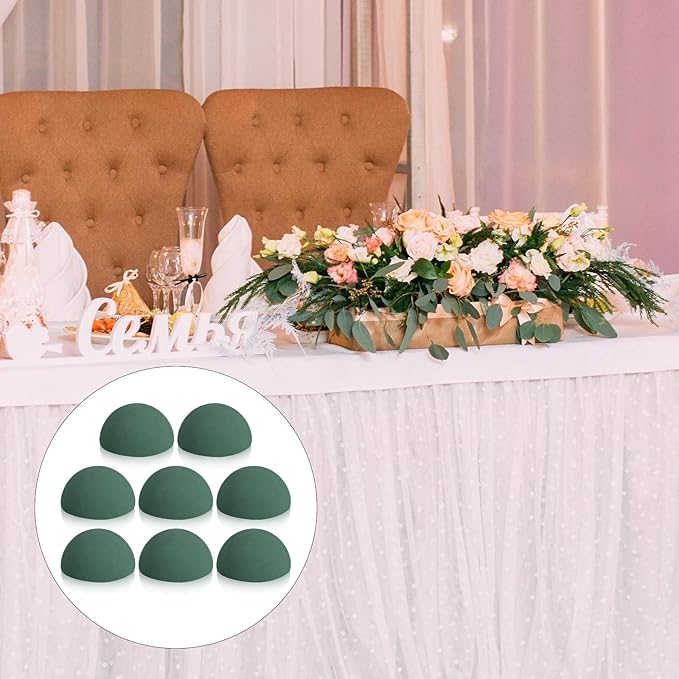 Shihanee 8 Pcs Half Ball Floral Dry Foam Green Round Foam Block Dry Balls Large Flower Craft for Artificial Plant Bouquet Arrangement DIY Craft(5.51 x 2.75 Inches)