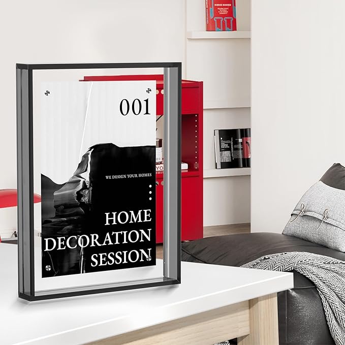 TWING 5x7 Picture Frame, Acrylic Photo Frame Self Standing Magnetic Color Floating Picture Frame Use as 5x7, 5x5, 4x6 - Horizontal and Vertical Formats for Wall and Tabletop Display, Grey, 1 Pack