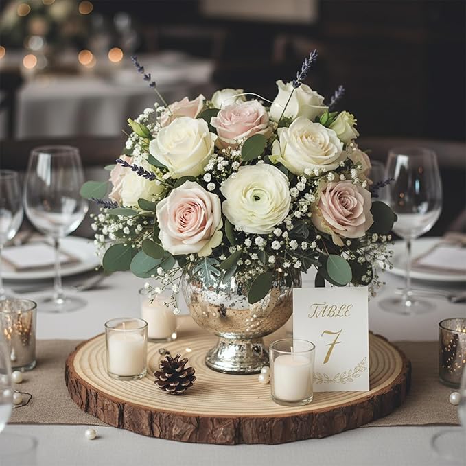 Natural Wood Slice Centerpiece, Round Tree Slab, 6-7 Inches, 10 Pack, for Wedding, Party, Rustic Decor
