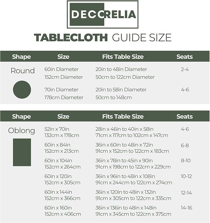 Decorelia Christmas Faux Linen Round Tablecloth, Decorative Fabric Waterproof Texture Farmhouse Table Cloth Cover for Dining Kitchen Party Indoor Outdoor Use (60 Inch, Round (2-4 Seats), Dark Green)