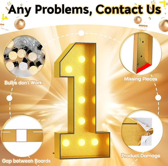 Light Up Number 16, Marquee Light Up Numbers 4FT Gold, Large Led Numbers Lights for Sweet 16th Birthday, 4 Feet Tall DIY Frame Pre-Cut Foam Board Kit for Night Light Party Anniversary Decorations