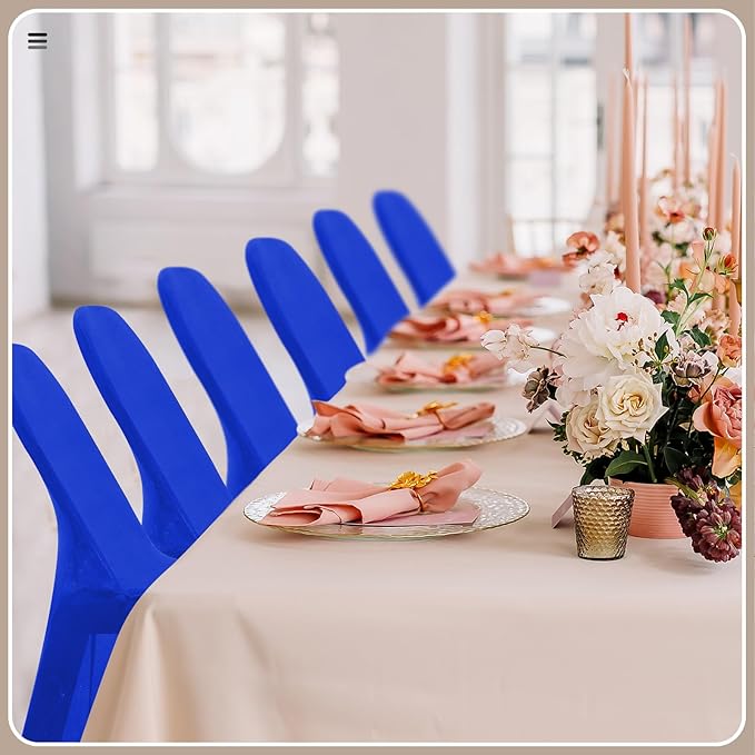 Newwiee 25 Pcs Spandex Chair Covers Bulk - Stretch Folding Flat Front Fitted Universal Chair Protector Pack Removable Washable for Wedding Party Dining Banquet Event (Blue)