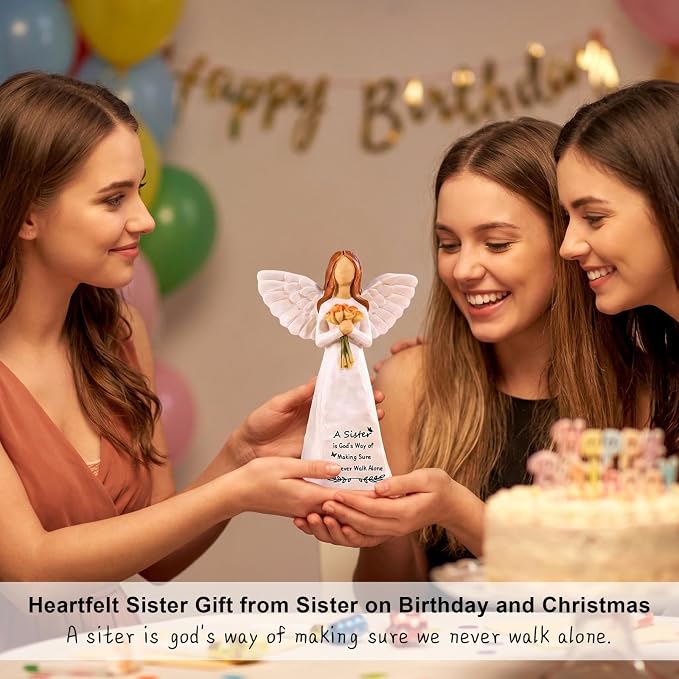 Kohehe Gifts for Sister, Meaningful Sister Birthday Gifts, 5.5” Handmade Angel Figurine Sisters Gift, Unique Sisters Gift Ideas for Birthday, Mothers Day, Christmas