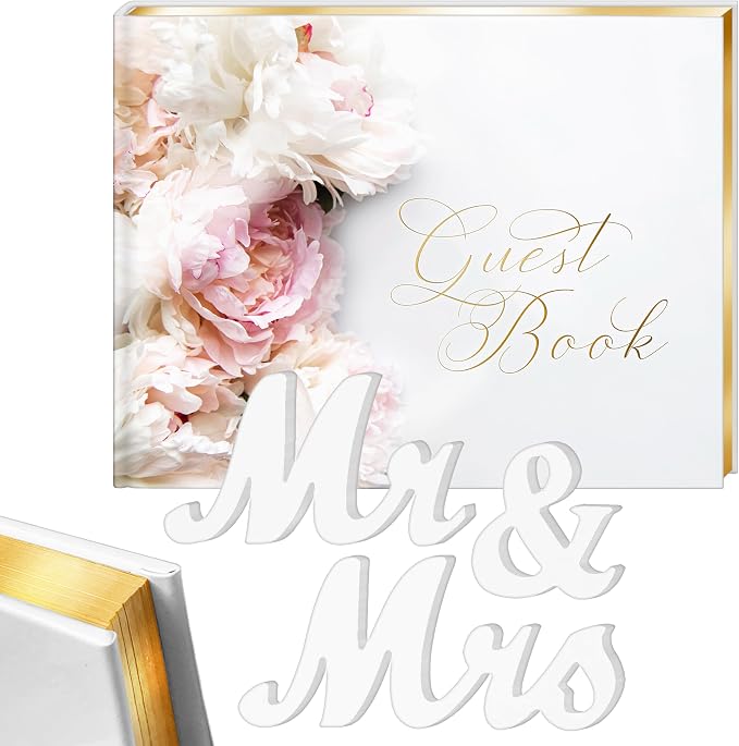Wedding Guestbook 128 Pages, Guestbook Hardcover, with Additional Letters Mr & Mrs. Guestbooks, Guestbook for Wedding, Guestbook for Wedding, Receptionbooks, Guestbook Wedding Reception.