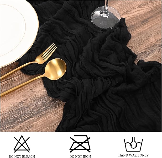 15 Pack Black Table Runner 17 x 108inch Cheesecloth Table Runner Boho Gauze Table Runners Rustic Sheer Fabric Cheese Cloth Table Runners for Wedding Party Bridal Shower Farmhouse Thanksgiving Decor