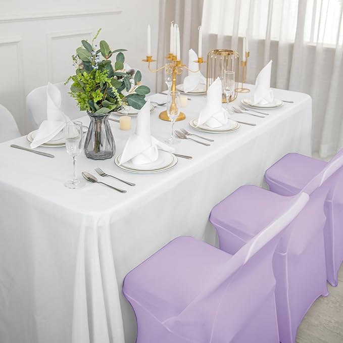 12 PCS Waterproof Stretch Spandex Folding Chair Covers, Dining Room Chair Slipcovers Protector for Wedding, Banquet, Party, Holidays, Celebration and Decoration(Lavender)