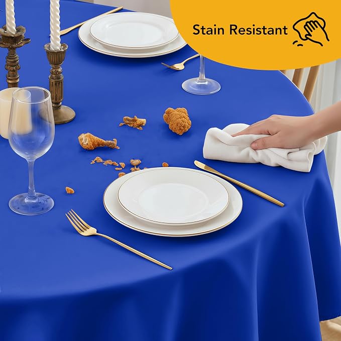 10-Pack Royal Blue Round Tablecloths, 84 Inches, Stain-Resistant Polyester for 3-5 Ft Round Tables - Washable Table Covers for Weddings, Banquets, Birthday Parties, Events