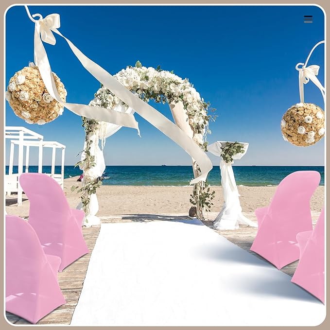 Newwiee 50 Pcs Spandex Chair Covers Bulk - Stretch Folding Flat Front Fitted Universal Chair Protector Pack Removable Washable for Wedding Party Dining Banquet Event (Pink)