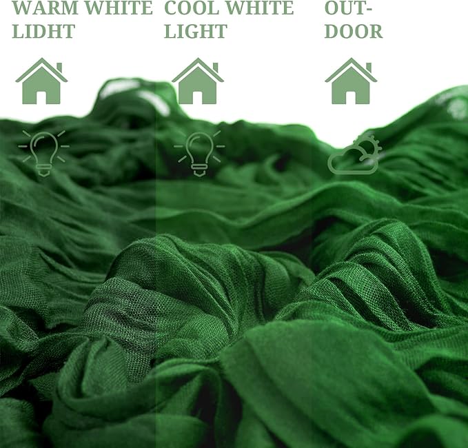 24 Pack Dark Green Cheesecloth Table Runners,10FT Boho Gauze Table Runner,35x120inch Rustic Table Runner for Wedding Party Bridal Shower Thanksgiving Christmas Boho Table Decoration