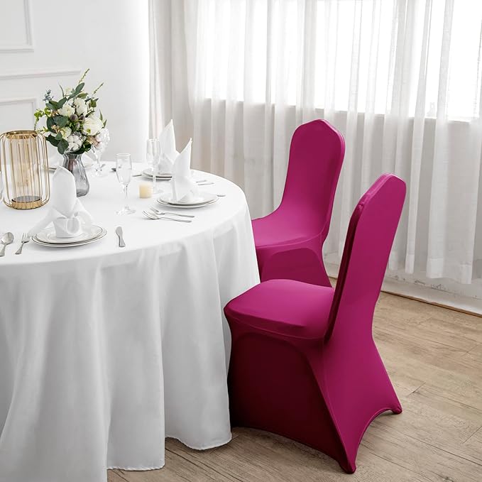 Spandex Chair Covers, 25PCS, Washable Protector for Living Room, Party, Banquet, Wedding, Hotel (Fuchsia)
