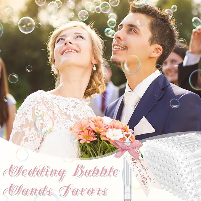 405 Pcs Wedding Send Off Bubble Ideas Set Include Heart Bubble Wands Gift Tags Cards Wood Photo Frame Ribbons Wedding Send Off Party Favors for Guests(Rose Pink)