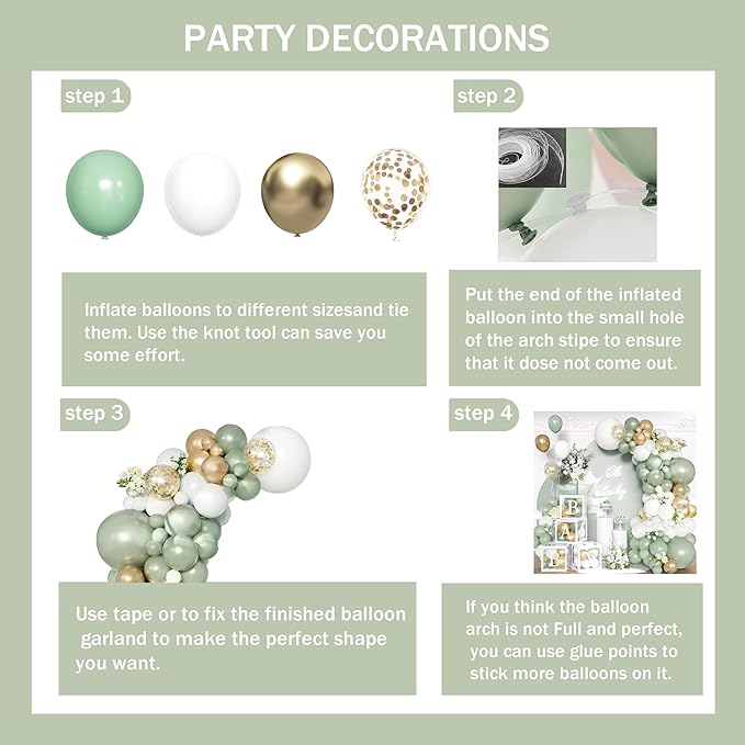 148Pcs Sage Green Baby Shower Decorations - Gender Neutral Party Supplies - Olive Green Gold White Balloon Garland Arch Kit with 4 Baby Boxes for Boy Girl Jungle Safari Backdrop