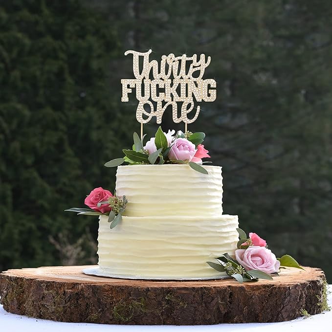 LINGTEER Happy 31st Birthday Funny Gold Rhinestone Cake Topper - Cheers to 31 Years Old Birthday Party,Happy 31st Birthday Cake Centerpieces Topper Decorations Gift Sign.