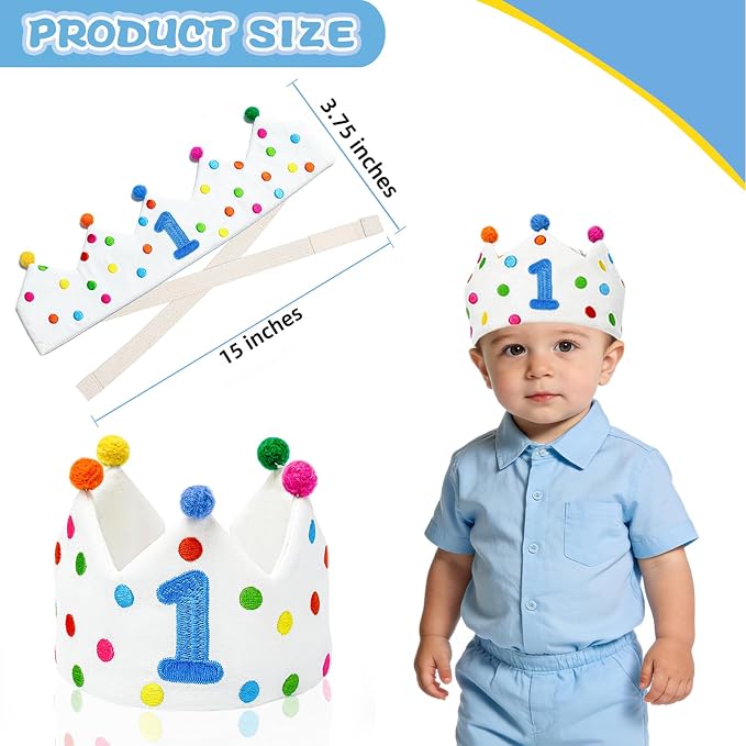 Personalized Hand Embroidered Birthday Hats Unique Happy Birthday Crowns Cute Party Hat for Boy Girl Fit All Ages
