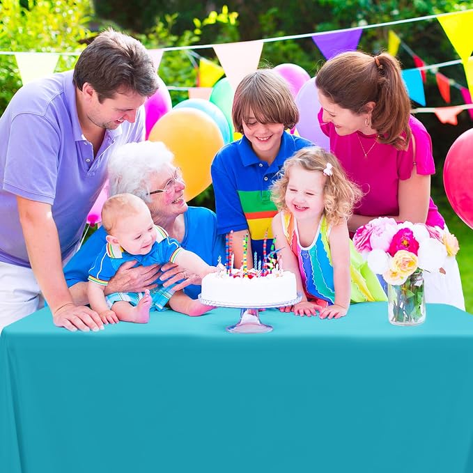 YMHPRIDE 6 Pack Teal Tablecloth 60 x102 inch Polyester Table Cloth for 6 Foot Rectangle Tables, Stain and Wrinkle Resistant Washable Fabric Polyester Table Covers for Wedding Party Banquet