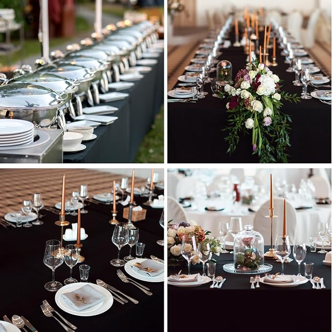 Rectangular Tablecloth 90x156 Inch - Black Table Cloths for 8ft Stain Resistant Decorative Washable Polyester Rectangle Tablecloths for 8 Foot Dining Table Banquets Buffet Parties and Wedding