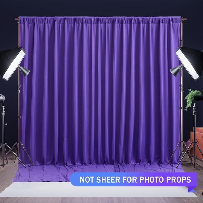 Purple Backdrop Curtains 2 Panels-Wrinkle-Free Purple Curtains Polyester Photography Drapes for Baby Shower Birthday Party Photo Background Backdrop Stand- 8 X10FT