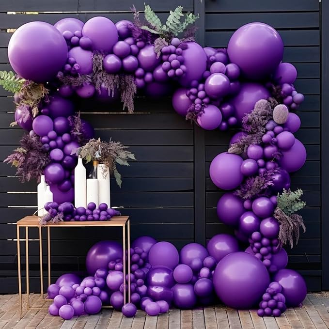 Dark Purple Balloons-Double Stuffed Lavender Balloon Garland Different Sizes Latex Deep Purple Balloon Arch Kit for Birthday Baby Shower Anniversary Wedding Party Decorations
