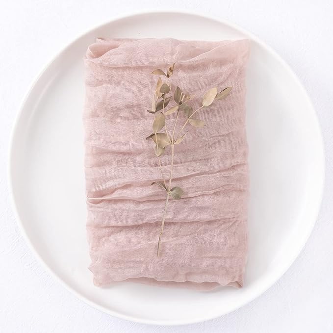 DeZerlor 100 Pack Pink Cheesecloth Napkins Spring Cloth Napkins Set of 100 Pale Pink Dinner Napkins Bulk 21x21 Inches for Wedding Bridal Shower Baby Shower Parties