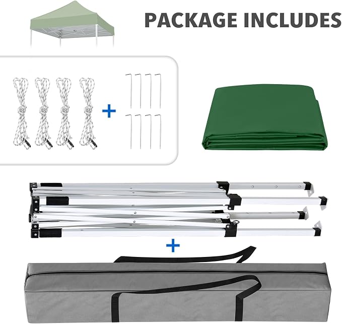 COOS BAY 5x5 Pop Up Canopy Tent, Portable Lightweight Sun Shelter with Carry Bag, Easy Setup Outdoor Canopy for Beach, Camping, Sports & Backyard Shade, Green