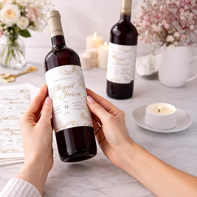 Labels for Wine Bottles, 4x5 inches, Waterproof White Vinyl for Inkjet Printers (Waterproof White for Laser, 40 Labels)