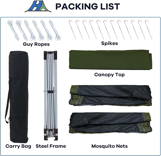 8x8 Pop Up Canopy with Mosquito Netting, Ez Up Portable Waterproof Instant Outdoor Screen Shelter, Pop Up Tent for Patio, Backyard, Parties, Camping and Events, Army Green