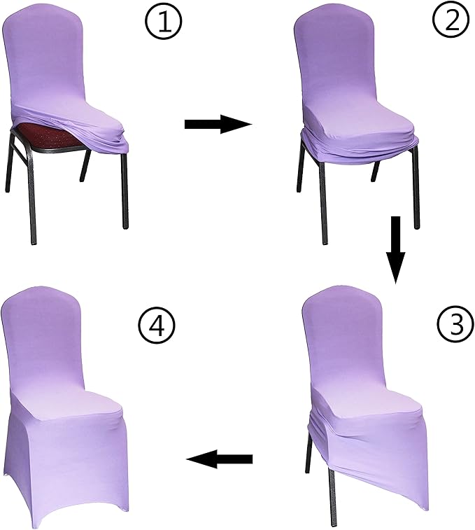 WELMATCH Lavender Stretch Spandex Chair Covers - 50 PCS Wedding Events Party Universal Dining Decoration Scuba Elastic Chair Covers Good (Lavender, 50)