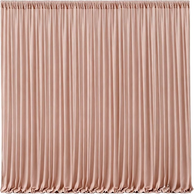 Nude Blush Backdrop Curtains-Wrinkle-Free Polyester Photography Drapes Party Curtain Background for Baby Shower Wedding Decorations- 32 X10FT