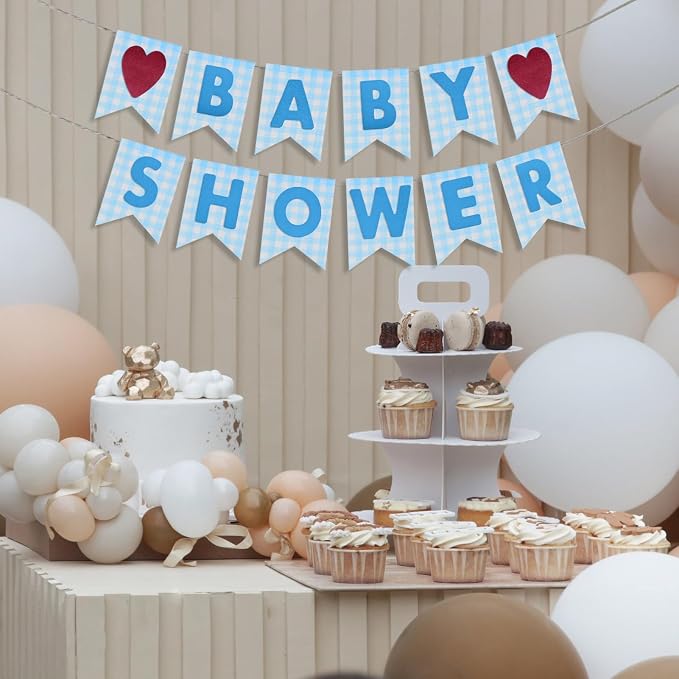 Custom Banner Kit, 28 Blue Printed Burlap Banner with 92 Felt Letters, Make Your Own Diy Customizable Kit for Birthday Wedding Party Decorations
